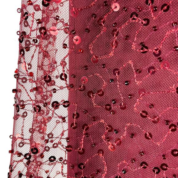 Teri Jon Burgundy Gown Sequin Beaded Tulle Off the Shoulder Dress Sz 2‎ Women's - Picture 7 of 9